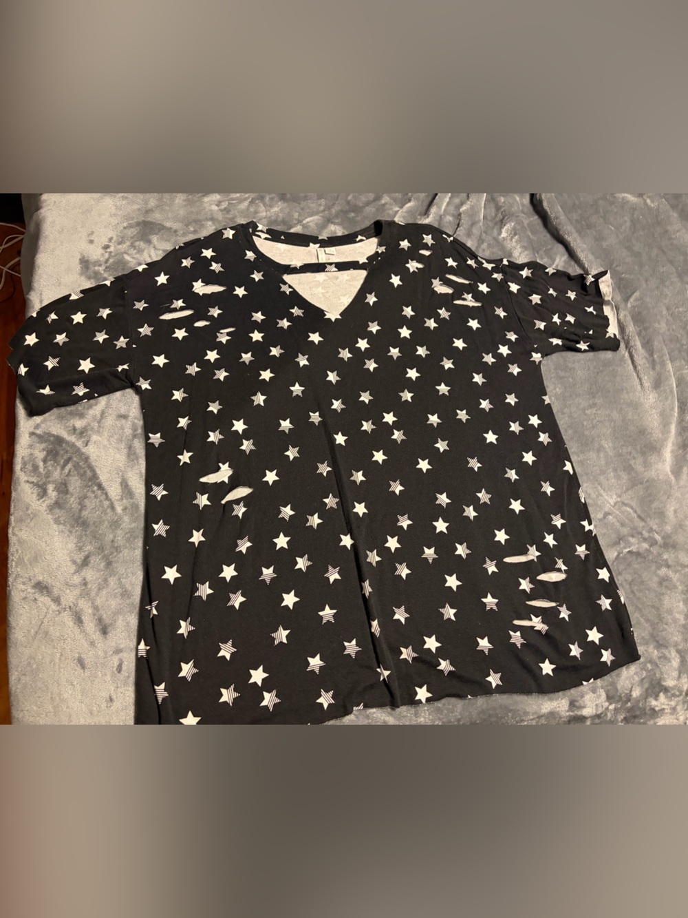 Cato Black and White Star Crewneck Tee